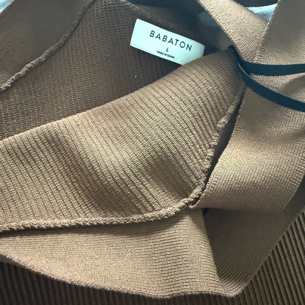 Babaton Ribbed Brown Midi Dress